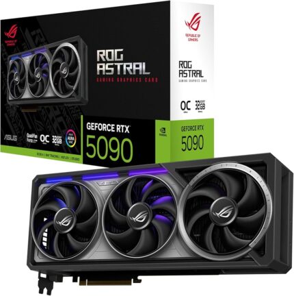 ASUS ROG Astral GeForce RTX 5090 OC Edition Quad Fan Graphics Card, 32GB GDDR7, 3352 AI Tops, 512-bit, DLSS 4, AI Content Creation, Local LLM Inference, DP 2.1b x3, HDMI 2.1b x2, with GPU Holder
